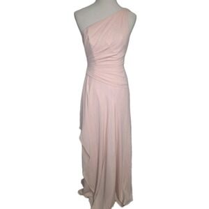 David's Bridal Vintage Blush One-Shoulder Formal Gown US 2 GUC ✨